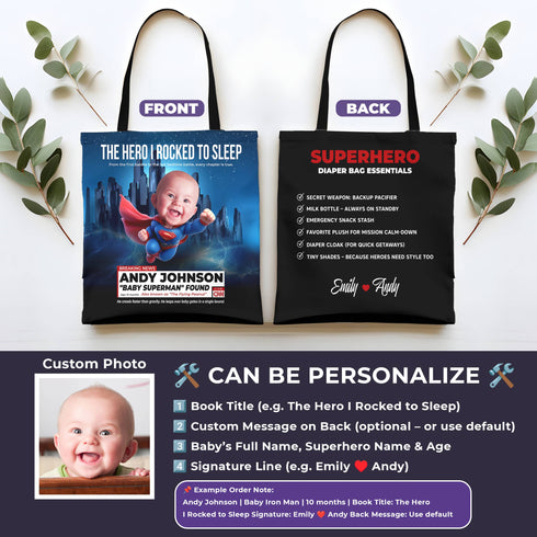 Personalized Baby Superman Tote – Personalized “Baby Superman” Gift for Moms & Babies
